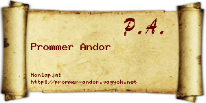 Prommer Andor névjegykártya